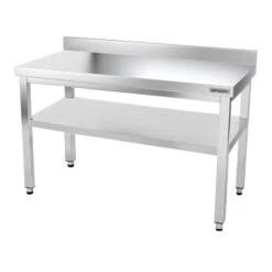 Edelstahl Arbeitstisch PREMIUM - 1400x800mm - Mit Grundboden & Aufkantung -Küchenbedarf Discounter 147a hoehe2 neu b166