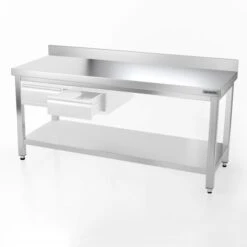 Edelstahl Arbeitstisch PREMIUM - 1800x800mm - Mit Grundboden & Aufkantung -Küchenbedarf Discounter 187a sk 2e61