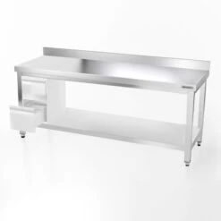 Edelstahl Arbeitstisch PREMIUM - 2000x800mm - Mit Grundboden & Aufkantung -Küchenbedarf Discounter 207a 2s 42f4