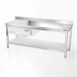 Edelstahl Arbeitstisch PREMIUM - 2000x800mm - Mit Grundboden & Aufkantung -Küchenbedarf Discounter 207a sk 831f