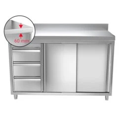Edelstahl Arbeitsschrank PREMIUM - 1400x700mm - Mit 3 Schubladen Links & Aufkantung 10 Edelstahl Arbeitsschrank PREMIUM - 1400x700mm - Mit 3 Schubladen Links & Aufkantung -Küchenbedarf Discounter 636846188230235217 9462