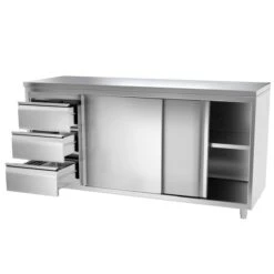 Edelstahl Arbeitsschrank PREMIUM - 2000x600mm - Mit 3 Schubladen Links Ohne Aufkantung -Küchenbedarf Discounter 636846188465499168 edad 2
