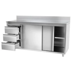 Edelstahl Arbeitsschrank PREMIUM - 2000x700mm - Mit 3 Schubladen Links & Aufkantung -Küchenbedarf Discounter 636846188482212805 5b9b