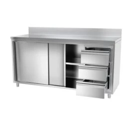 Edelstahl Arbeitsschrank PREMIUM - 2000x600mm - Mit 3 Schubladen Rechts & Aufkantung -Küchenbedarf Discounter 636846188490213470 81e1 1