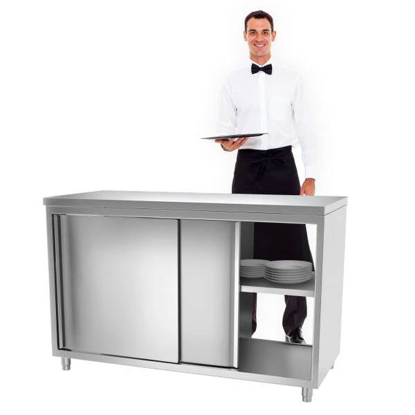 Edelstahl Arbeitsschrank PREMIUM Mit Durchreiche - 1,4 M 4 Edelstahl Arbeitsschrank PREMIUM Mit Durchreiche - 1,4 M – Bild 4