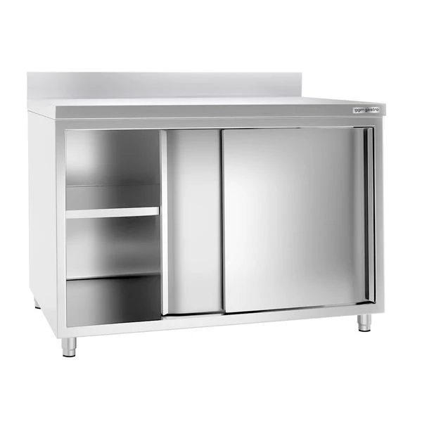 Edelstahl Arbeitsschrank PREMIUM - 1200x700mm - Mit Schiebetür & Aufkantung 2 Edelstahl Arbeitsschrank PREMIUM - 1200x700mm - Mit Schiebetür & Aufkantung – Bild 2