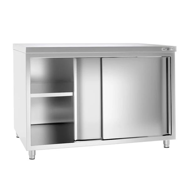 Edelstahl Arbeitsschrank PREMIUM - 1400x800mm - Mit Schiebetür Ohne Aufkantung 2 Edelstahl Arbeitsschrank PREMIUM - 1400x800mm - Mit Schiebetür Ohne Aufkantung – Bild 2