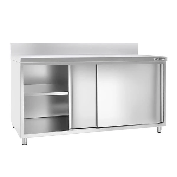 Edelstahl Arbeitsschrank PREMIUM - 1800x700mm - Mit Schiebetür & Aufkantung 2 Edelstahl Arbeitsschrank PREMIUM - 1800x700mm - Mit Schiebetür & Aufkantung – Bild 2