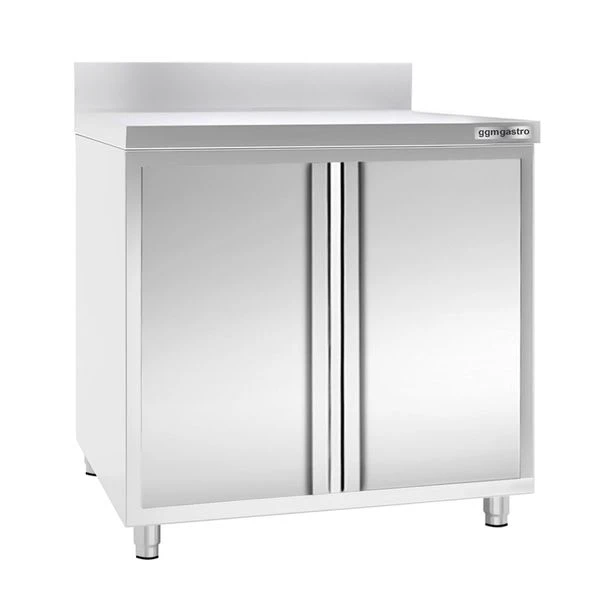 Edelstahl Arbeitsschrank PREMIUM - 800x600mm - Mit Flügeltür & Aufkantung 2 Edelstahl Arbeitsschrank PREMIUM - 800x600mm - Mit Flügeltür & Aufkantung – Bild 2