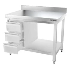 Edelstahl Arbeitstisch PREMIUM - 1000x700mm - Mit Grundboden & Aufkantung -Küchenbedarf Discounter ATK107A 008 14e6