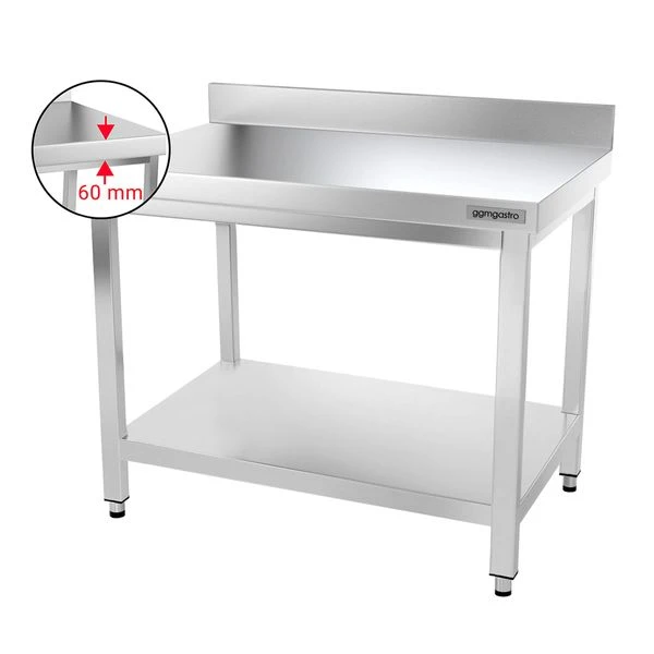 Edelstahl Arbeitstisch PREMIUM - 1000x800mm - Mit Grundboden & Aufkantung 2 Edelstahl Arbeitstisch PREMIUM - 1000x800mm - Mit Grundboden & Aufkantung – Bild 2