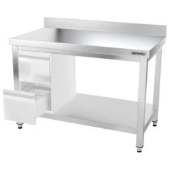 Edelstahl Arbeitstisch PREMIUM - 1200x700mm - Mit Grundboden & Aufkantung -Küchenbedarf Discounter ATK127A 004 5fbf