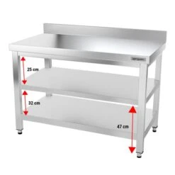 Edelstahl Arbeitstisch PREMIUM - 1200x800mm - Mit Grundboden & Aufkantung 15 Edelstahl Arbeitstisch PREMIUM - 1200x800mm - Mit Grundboden & Aufkantung -Küchenbedarf Discounter ATK128A 005 096a