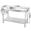 Edelstahl Arbeitstisch PREMIUM - 1200x800mm - Mit Grundboden Ohne Aufkantung