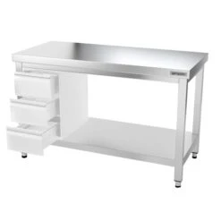 Edelstahl Arbeitstisch PREMIUM - 1200x800mm - Mit Grundboden Ohne Aufkantung -Küchenbedarf Discounter ATK128 009 331c