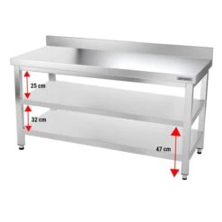 Edelstahl Arbeitstisch PREMIUM - 1400x600mm - Mit Grundboden & Aufkantung -Küchenbedarf Discounter ATK146A 004 c94f