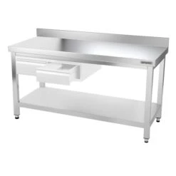 Edelstahl Arbeitstisch PREMIUM - 1400x600mm - Mit Grundboden & Aufkantung -Küchenbedarf Discounter ATK146A 006 8cd9