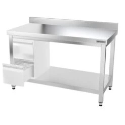 Edelstahl Arbeitstisch PREMIUM - 1400x700mm - Mit Grundboden & Aufkantung -Küchenbedarf Discounter ATK147A 007 f90b