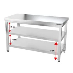 Edelstahl Arbeitstisch PREMIUM - 1400x700mm - Mit Grundboden Ohne Aufkantung -Küchenbedarf Discounter ATK147 003 1187