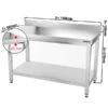 Edelstahl Arbeitstisch PREMIUM - 1400x800mm - Mit Grundboden & Aufkantung