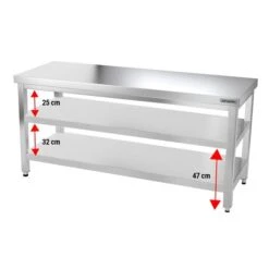 Edelstahl Arbeitstisch PREMIUM - 1500x600mm - Mit Grundboden Ohne Aufkantung -Küchenbedarf Discounter ATK156 004 5664