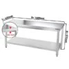 Edelstahl Arbeitstisch PREMIUM - 1600x600mm - Mit Grundboden Ohne Aufkantung