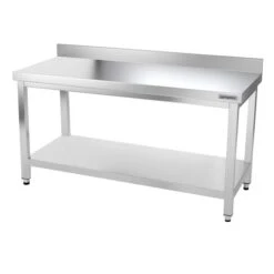 Edelstahl Arbeitstisch PREMIUM - 1600x700mm - Mit Grundboden & Aufkantung -Küchenbedarf Discounter ATK167A 002 19fc