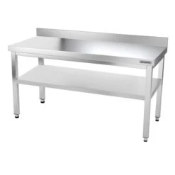 Edelstahl Arbeitstisch PREMIUM - 1600x700mm - Mit Grundboden & Aufkantung -Küchenbedarf Discounter ATK167A 003 f57f