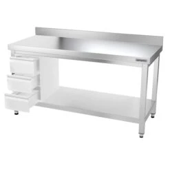Edelstahl Arbeitstisch PREMIUM - 1600x700mm - Mit Grundboden & Aufkantung -Küchenbedarf Discounter ATK167A 008 ffb4