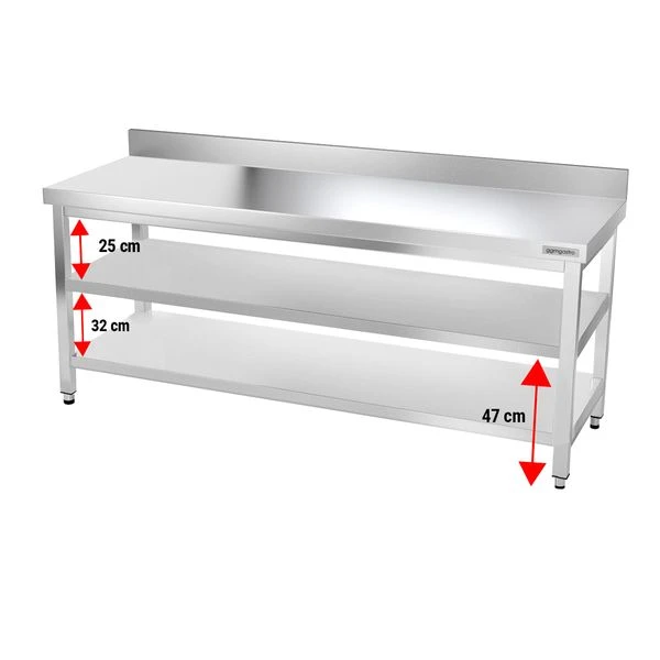 Edelstahl Arbeitstisch PREMIUM - 1800x600mm - Mit Grundboden & Aufkantung 3 Edelstahl Arbeitstisch PREMIUM - 1800x600mm - Mit Grundboden & Aufkantung – Bild 3