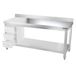 Edelstahl Arbeitstisch PREMIUM - 1800x700mm - Mit Grundboden & Aufkantung -Küchenbedarf Discounter ATK187A 007 3b3b