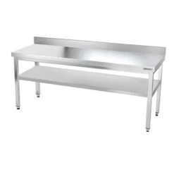 Edelstahl Arbeitstisch PREMIUM - 2000x600mm - Mit Grundboden & Aufkantung -Küchenbedarf Discounter ATK206A 005 cea6