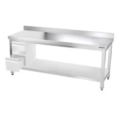 Edelstahl Arbeitstisch PREMIUM - 2000x600mm - Mit Grundboden & Aufkantung -Küchenbedarf Discounter ATK206A 006 eff7