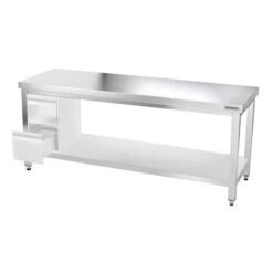 Edelstahl Arbeitstisch PREMIUM - 2000x600mm - Mit Grundboden Ohne Aufkantung -Küchenbedarf Discounter ATK206 007 d460