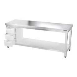 Edelstahl Arbeitstisch PREMIUM - 2000x600mm - Mit Grundboden Ohne Aufkantung -Küchenbedarf Discounter ATK206 008 a63c