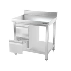 Edelstahl Arbeitstisch PREMIUM - 600x600mm - Mit Grundboden & Aufkantung -Küchenbedarf Discounter ATK66A 006 c965