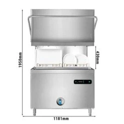 Doppelwandige Doppelkorb-Durchschubspülmaschine - 22,2 KW - Inkl. Entkalker - Mit Reiniger-, Klarspüler- & Laugenpumpe