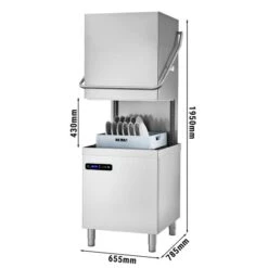 Doppelwandige Durchschubspülmaschine - 7,1 KW - Mit Reiniger-, Klarspüler- & Laugenpumpe