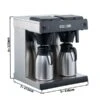 Filterkaffeemaschine - 2x 2 Liter Tank - 3,3kW - Mit 2 Warmhalteplatten - Inkl. 2 Isolierkannen á 1,6 Liter