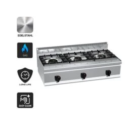 Gasherd - 31 KW - 3 Brenner -Küchenbedarf Discounter GHB164T Icons 3a2c