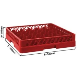(6 Stück) Gläserkorb - 500x500mm - 49 Fächer - Rot