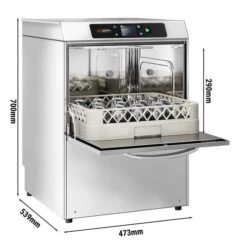 Doppelwandige Gläserspülmaschine - 3,4 KW - Mit Ablauf, Reiniger- & Klarspülerpumpe & Wi-Fi Option