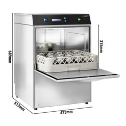 Doppelwandige Gläserspülmaschine - 2,97 KW - Inkl. Entkalker - Mit Reiniger- & Klarspülerpumpe