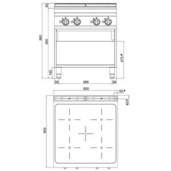 Induktionsherd - 20 KW - 4 Kochfelder -Küchenbedarf Discounter IDB899 drawing 79d9