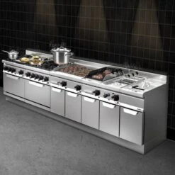 Gasherd - 34,5 KW - 4 Brenner -Küchenbedarf Discounter Lorrenzo 900 seitlich 4cbe 6