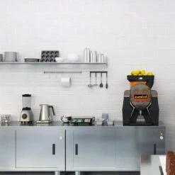 Elektrische Fruchtsaftpresse - Orange - Manuelle Zufuhr - Inkl. Ablasshahn & Reinigungsmodus -Küchenbedarf Discounter OBZ Big room b865