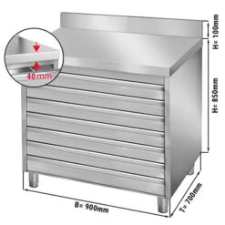 Schubladenschrank PREMIUM Mit 7 Schubladen Für Pizzateigbällchen & Aufkantung - 900x700mm