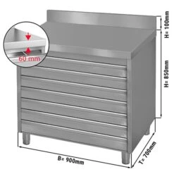 Schubladenschrank ECO Mit 6 Schubladen Für Pizzateigbällchen & Aufkantung - 900x700mm