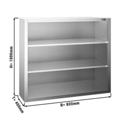 Edelstahl Wandhängeschrank PREMIUM - 800x400mm - Ohne Flügeltür - 1000mm Hoch