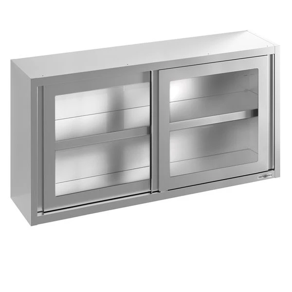 Edelstahl Wandhängeschrank - 1800x400mm - Mit Glasschiebetür - 800mm Hoch 2 Edelstahl Wandhängeschrank - 1800x400mm - Mit Glasschiebetür - 800mm Hoch – Bild 2
